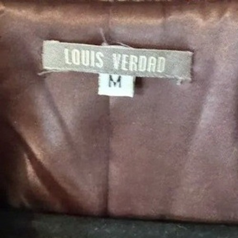 Louis Verdad Tweed Blazer Brown Leather Trim Career Business Chic Old Money M - Picture 7 of 10